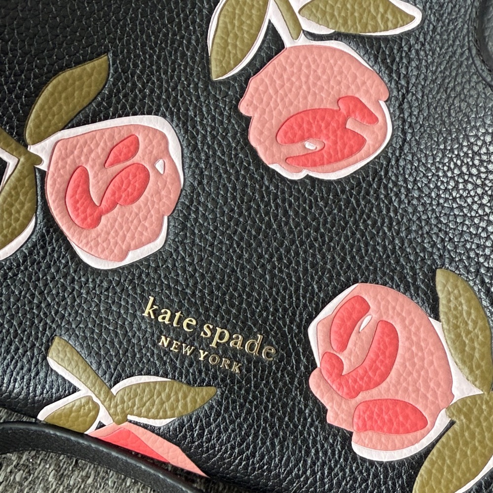 Kate Spade Black and Pink Floral Rose Satchel - Picture 6 of 7
